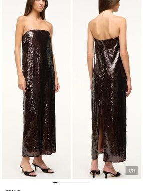 STAUD Black Sequin Maxi Dress